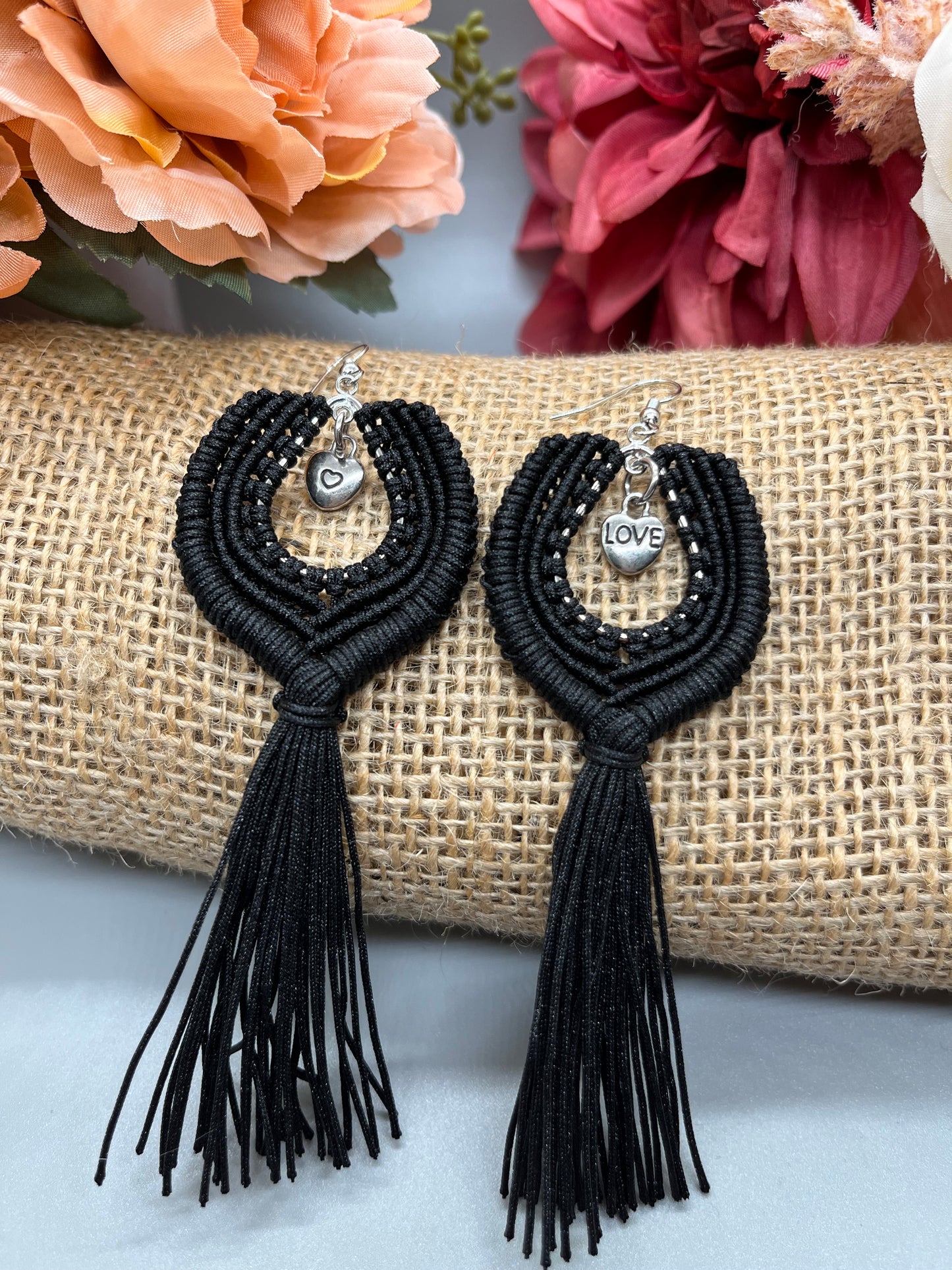 Large Oval Tassel w/Charm Earrings