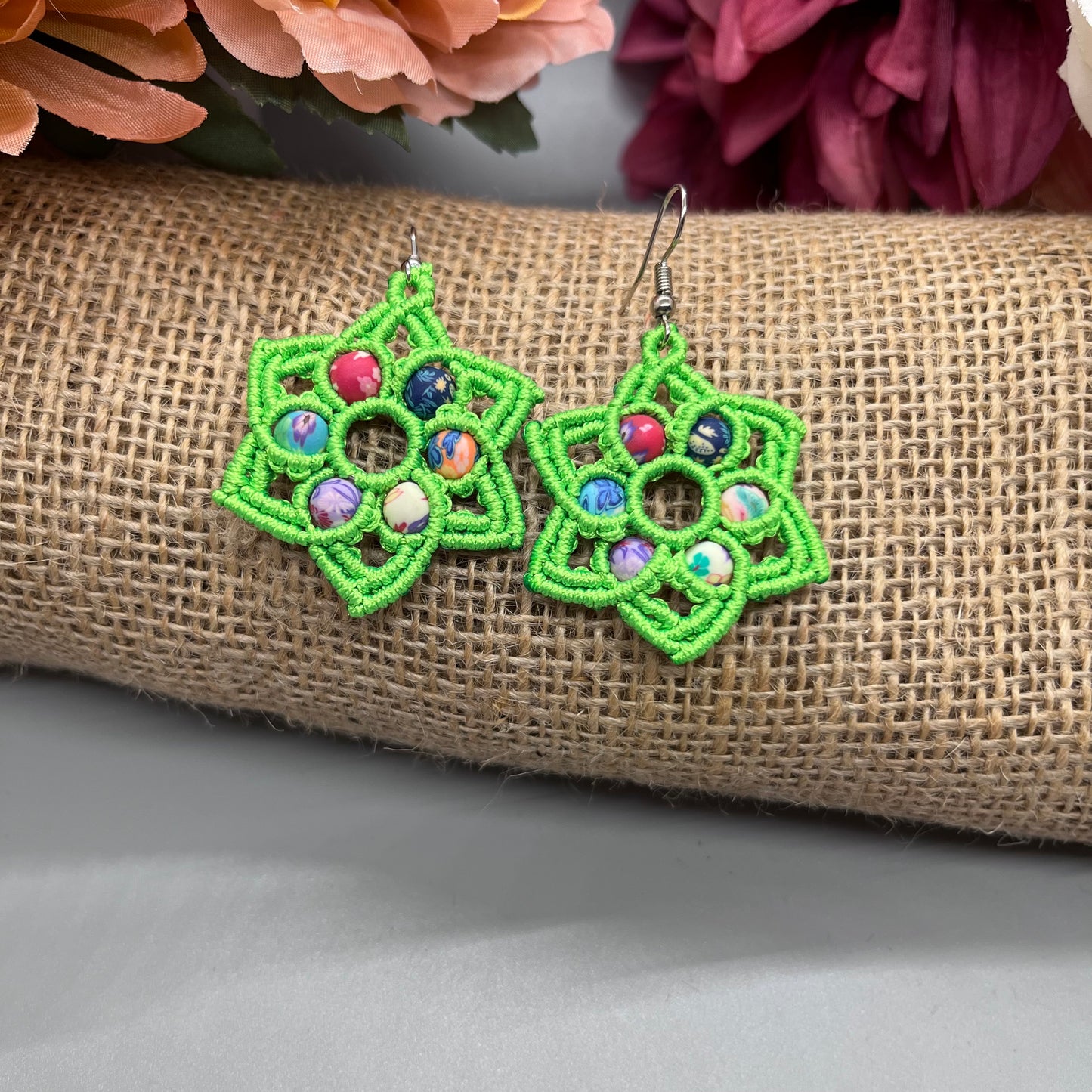 Flower Mandala w/Beads Earrings