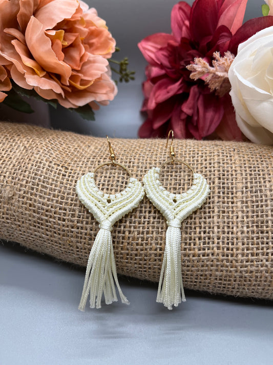 Small Gold Hoop Tassel Earrings
