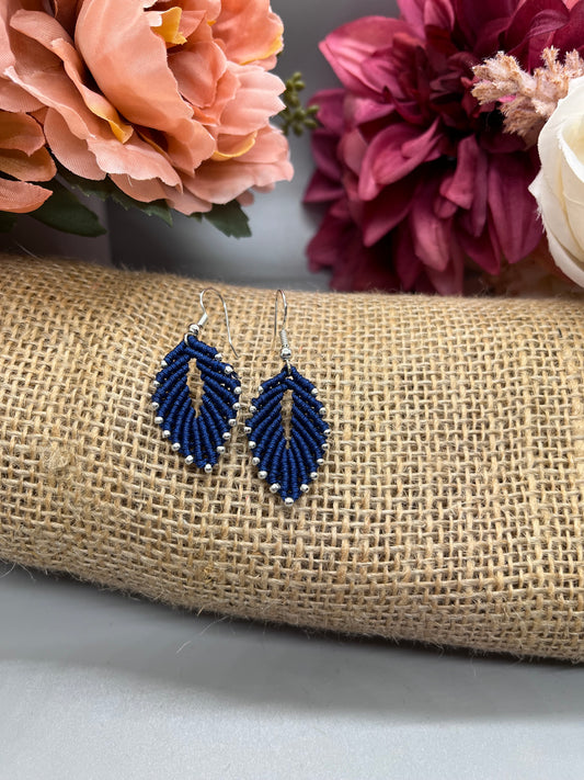 Large Beaded Leaf Earrings